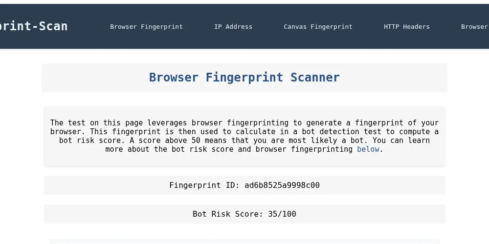 Fingerprint scan results
